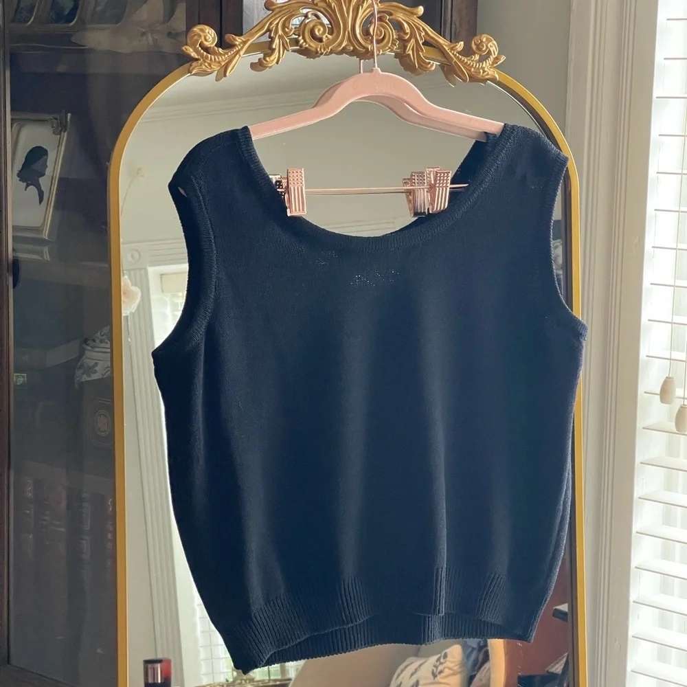 St. John Basics Black Santana Knit Scoop Neck Tank Top